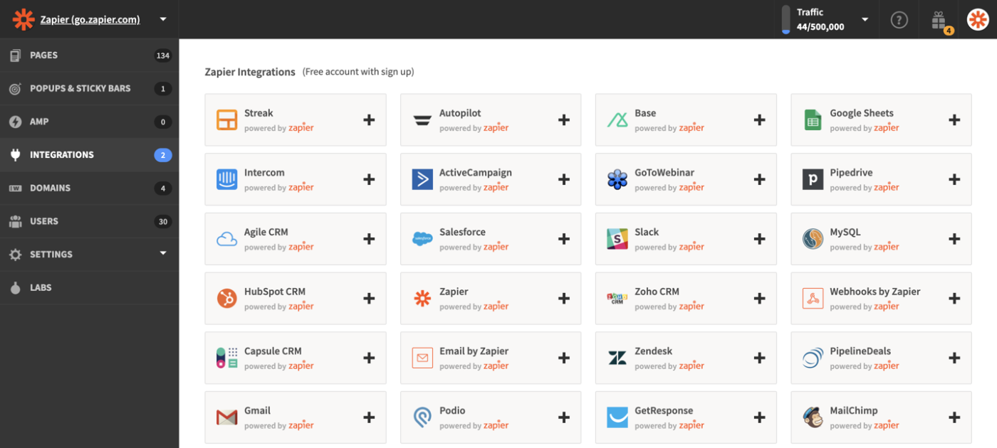 Zap templates presented by Unbounce