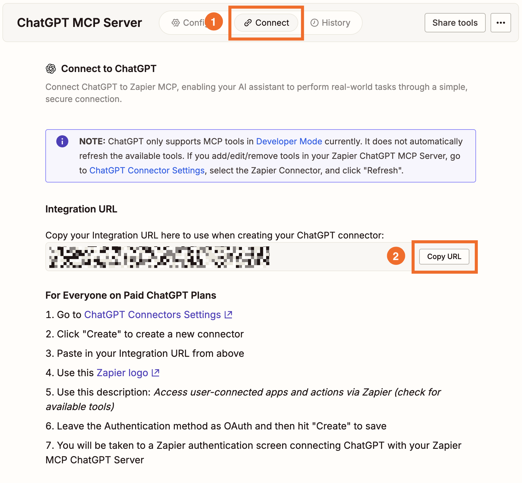The Zapier MCP dashboard
