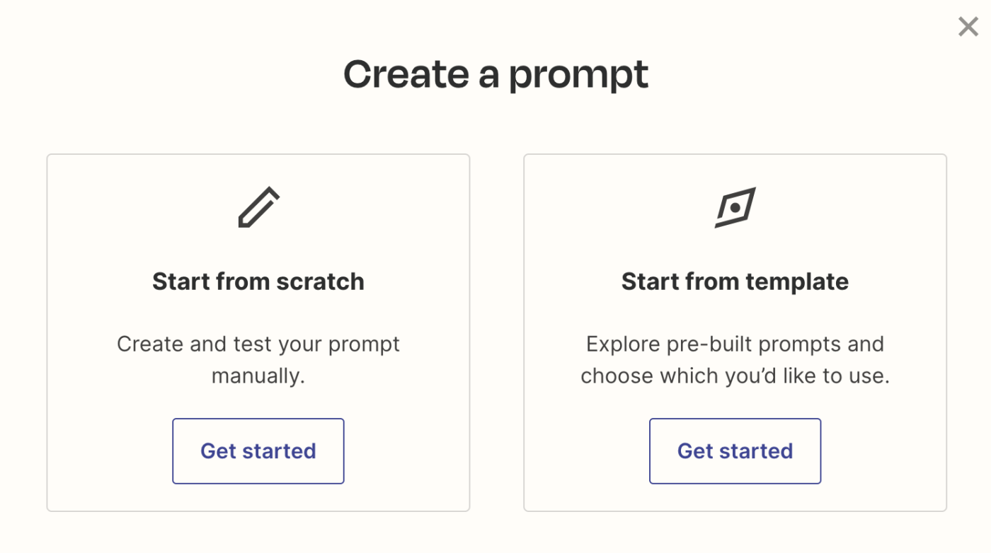 Screenshot of prompt types