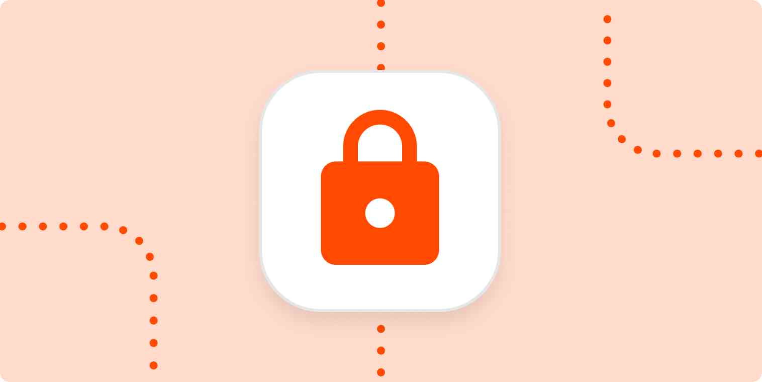 An icon of a lock in a white square on a light orange background.