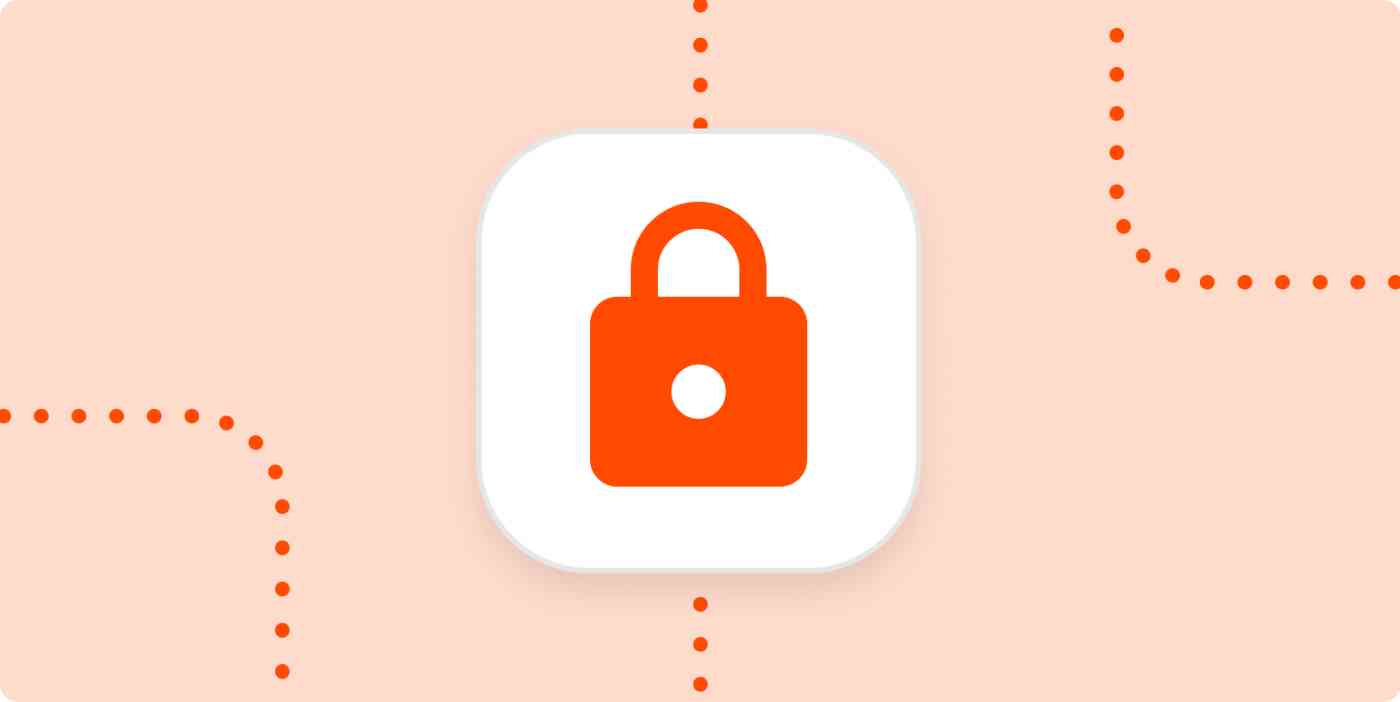 An icon of a lock in a white square on a light orange background.