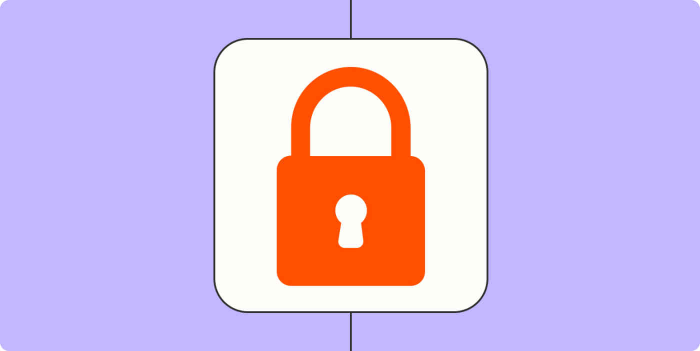 An icon of a lock in a white square on a light orange background.