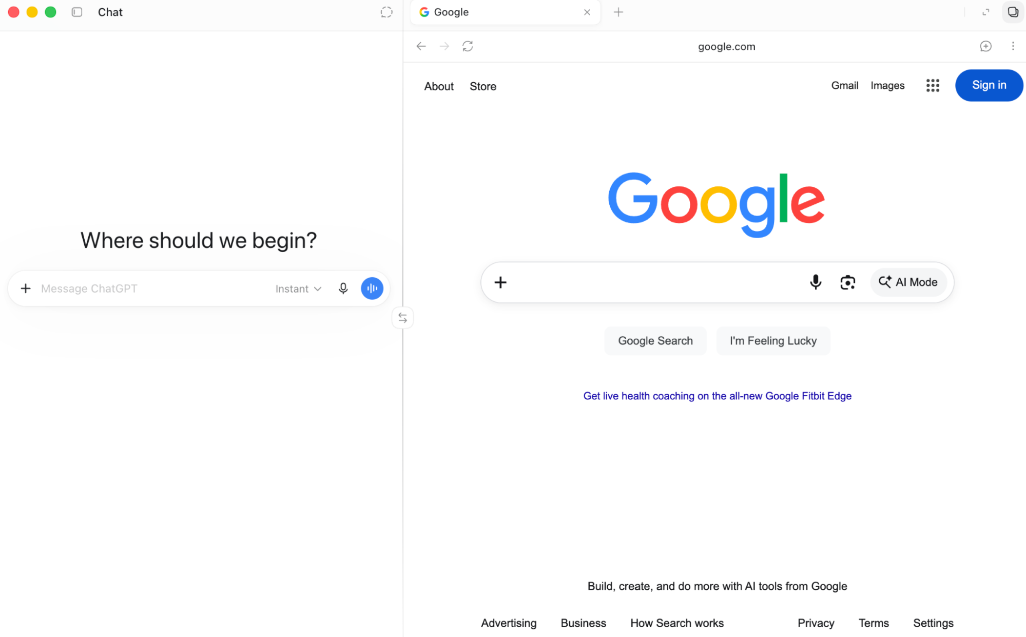 The ChatGPT browser interface