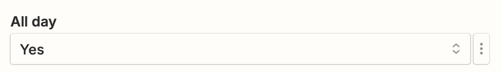 A field titled "All day" with yes selected.