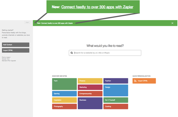 Feedly in-app messaging
