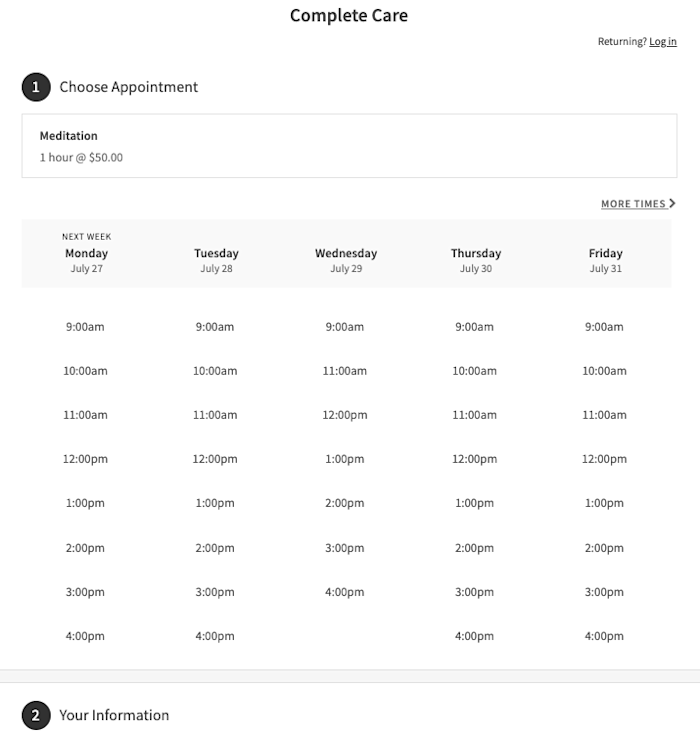 Acuity Scheduling afsprakenschema