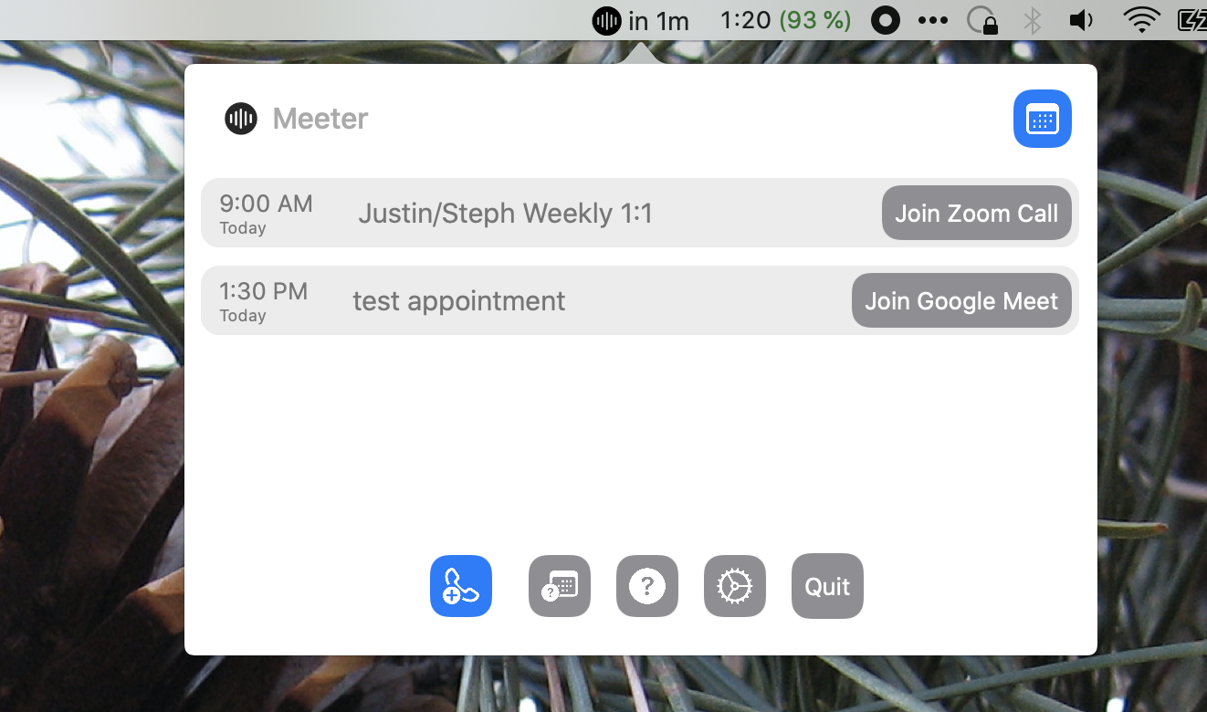 Meeter on macOS gives quick access to any meeting 
