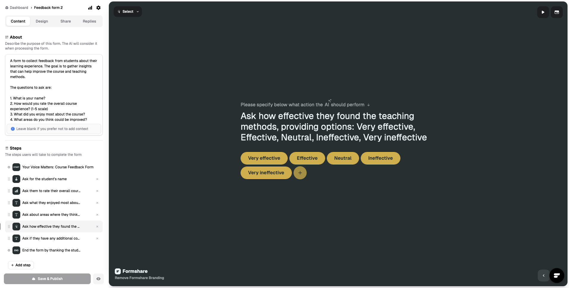 Formshare, our pick for the best free form builder for conversational AI forms