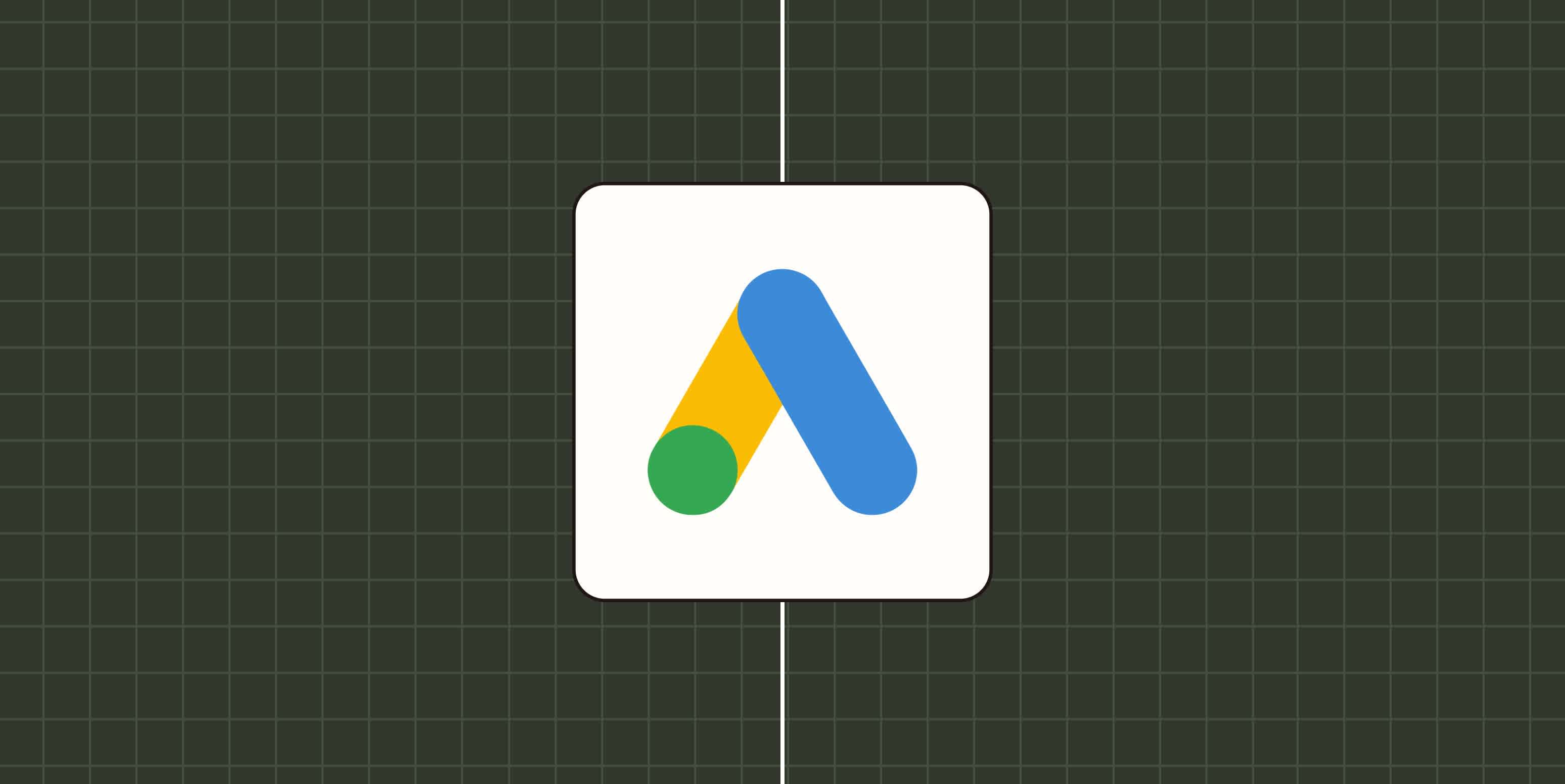 A hero image for Google Ads app tips with the Google Ads logo on a blue background