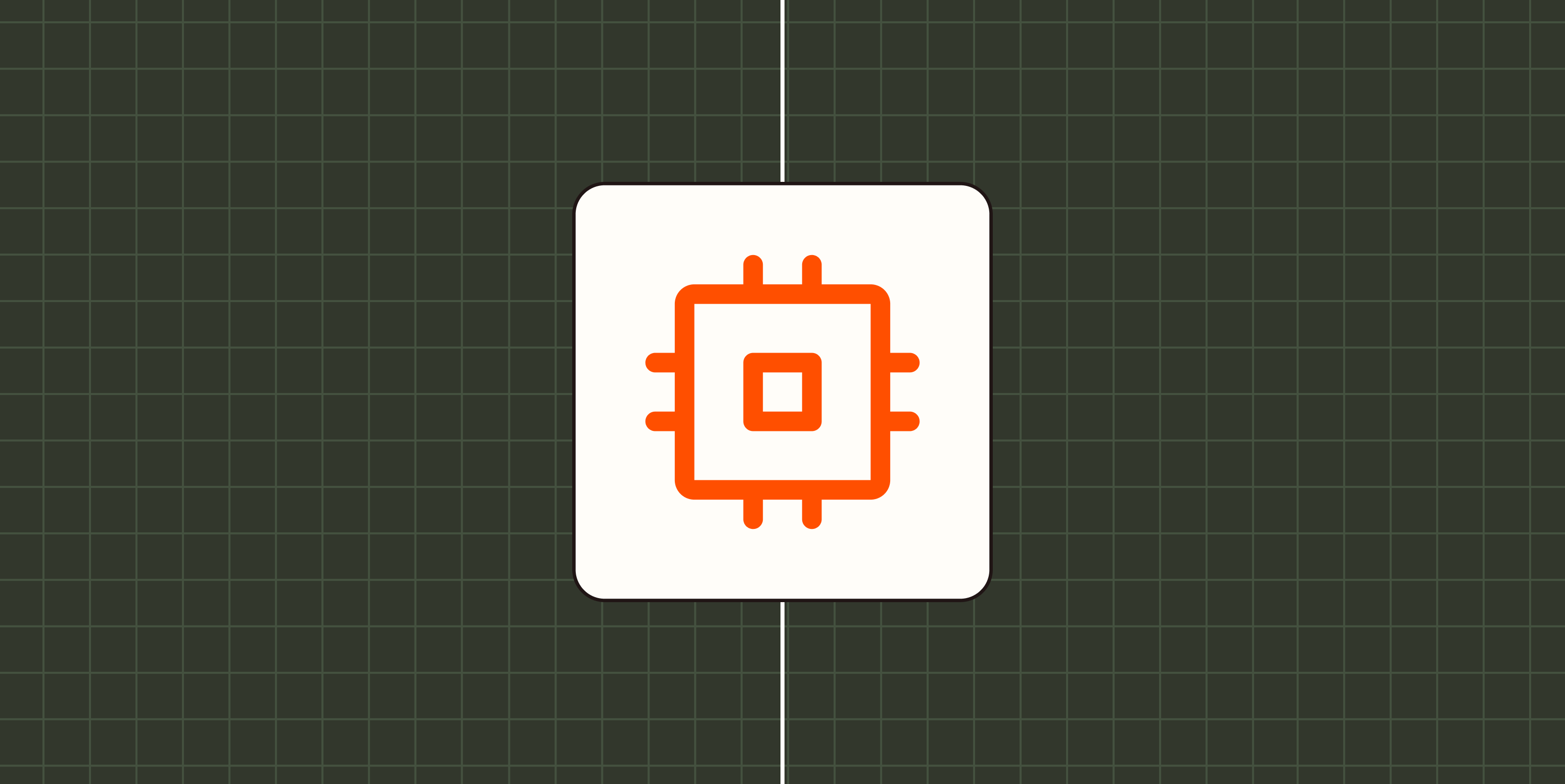 Stylized square representing AI transformation against a dark green checkered background.