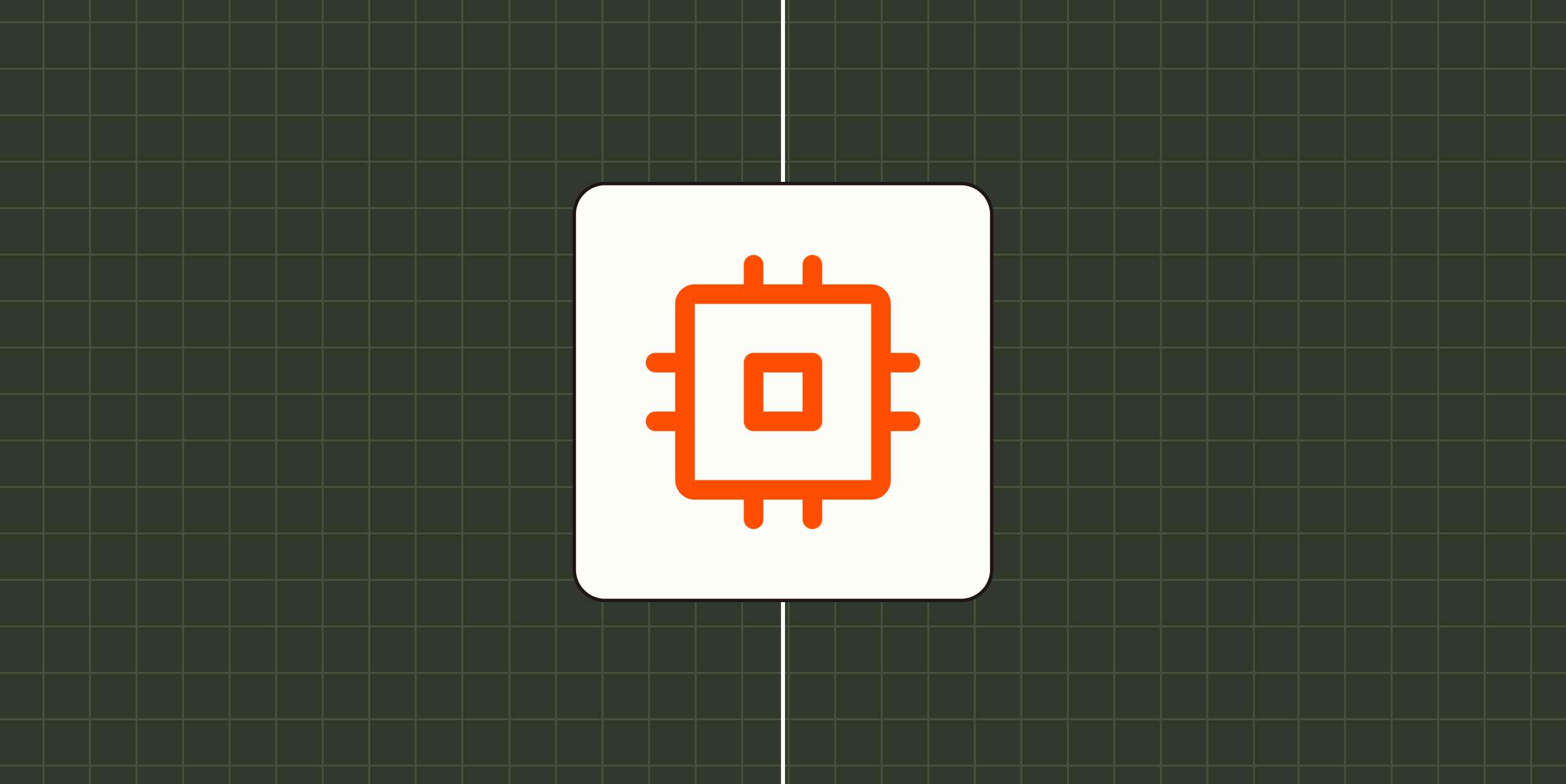 Stylized square representing AI transformation against a dark green checkered background.