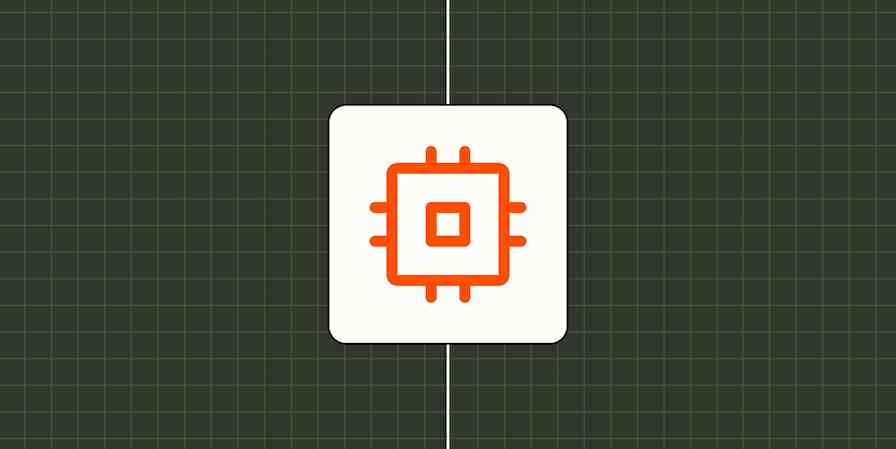Stylized square representing AI transformation against a dark green checkered background.