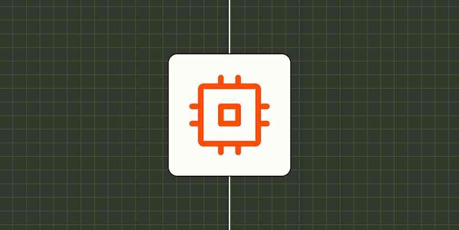 Stylized square representing AI transformation against a dark green checkered background.