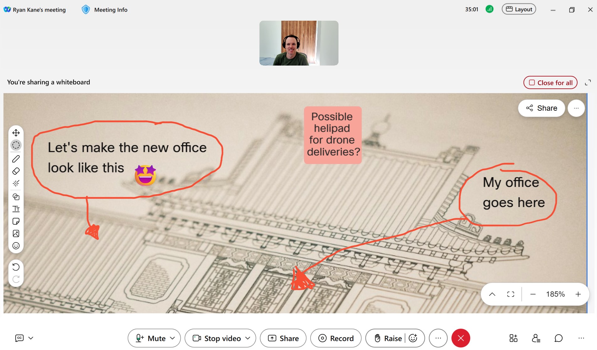 The Webex whiteboarding feature