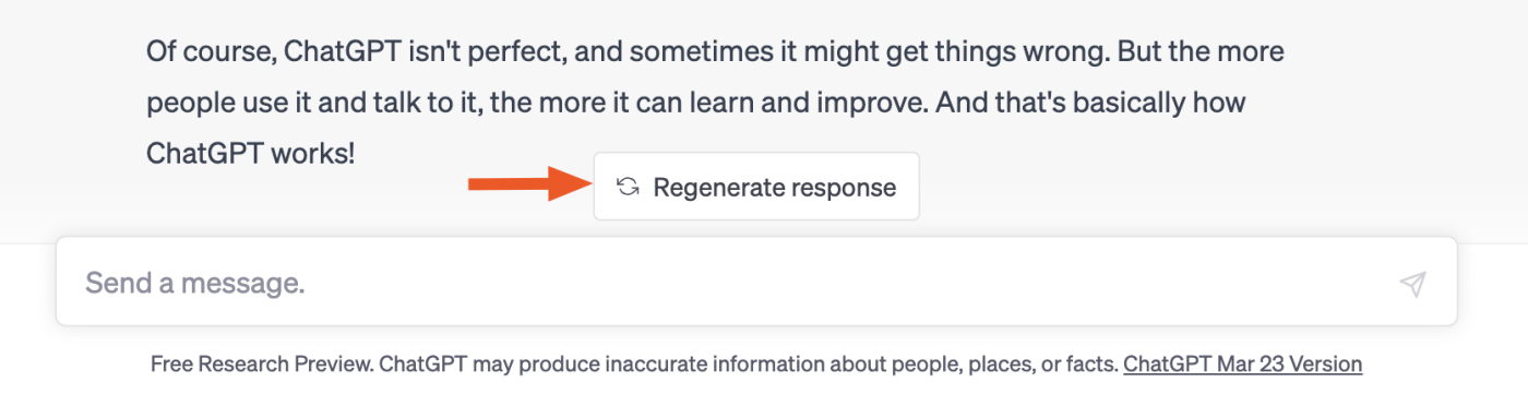 How to prompt ChatGPT to regenerate a response.