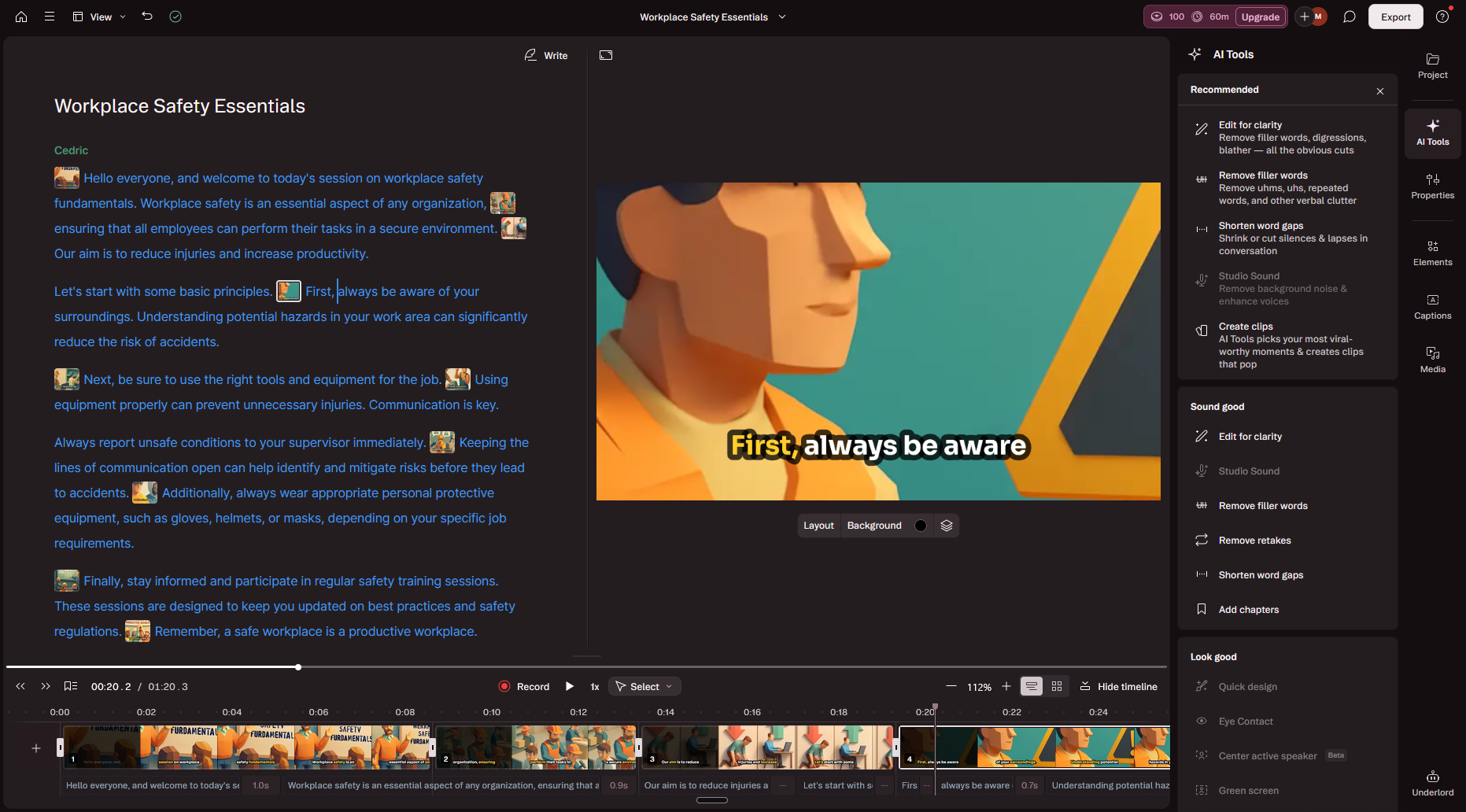 Descript, our pick for the best transcription service for video editing