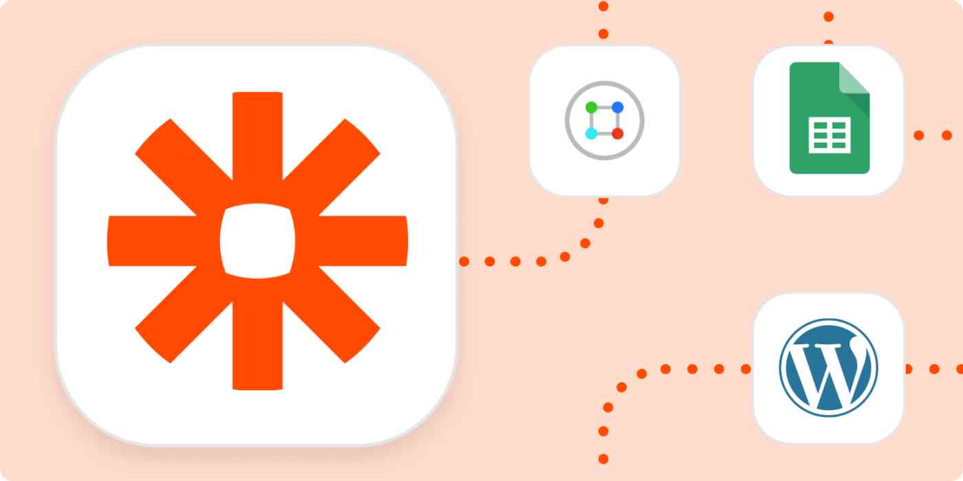 The logos for Zapier, ContentCal, Google Sheets, and WordPress