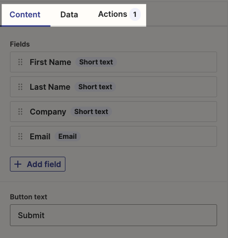 Component options let you customize the content, data to use, and Zaps to trigger. 