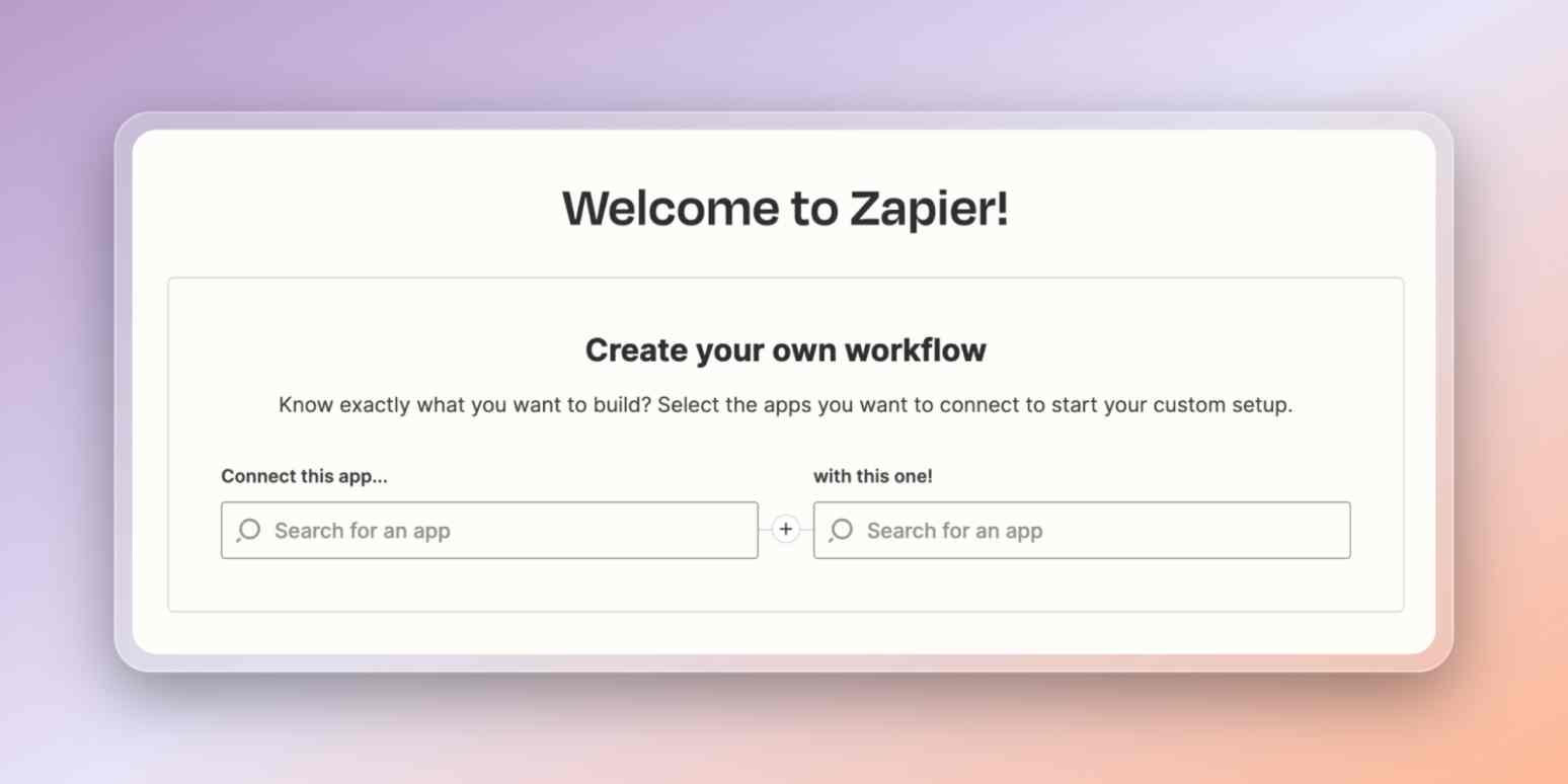 Hero image with a screenshot of Zapier on a colorful background