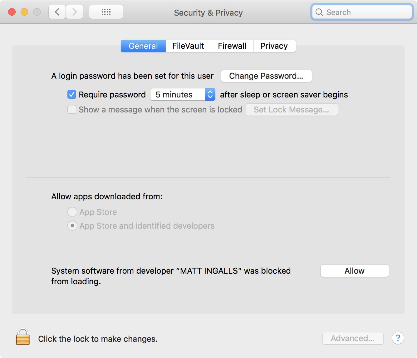 macOS security settings