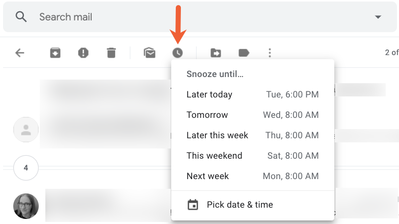 snooze email in Gmail