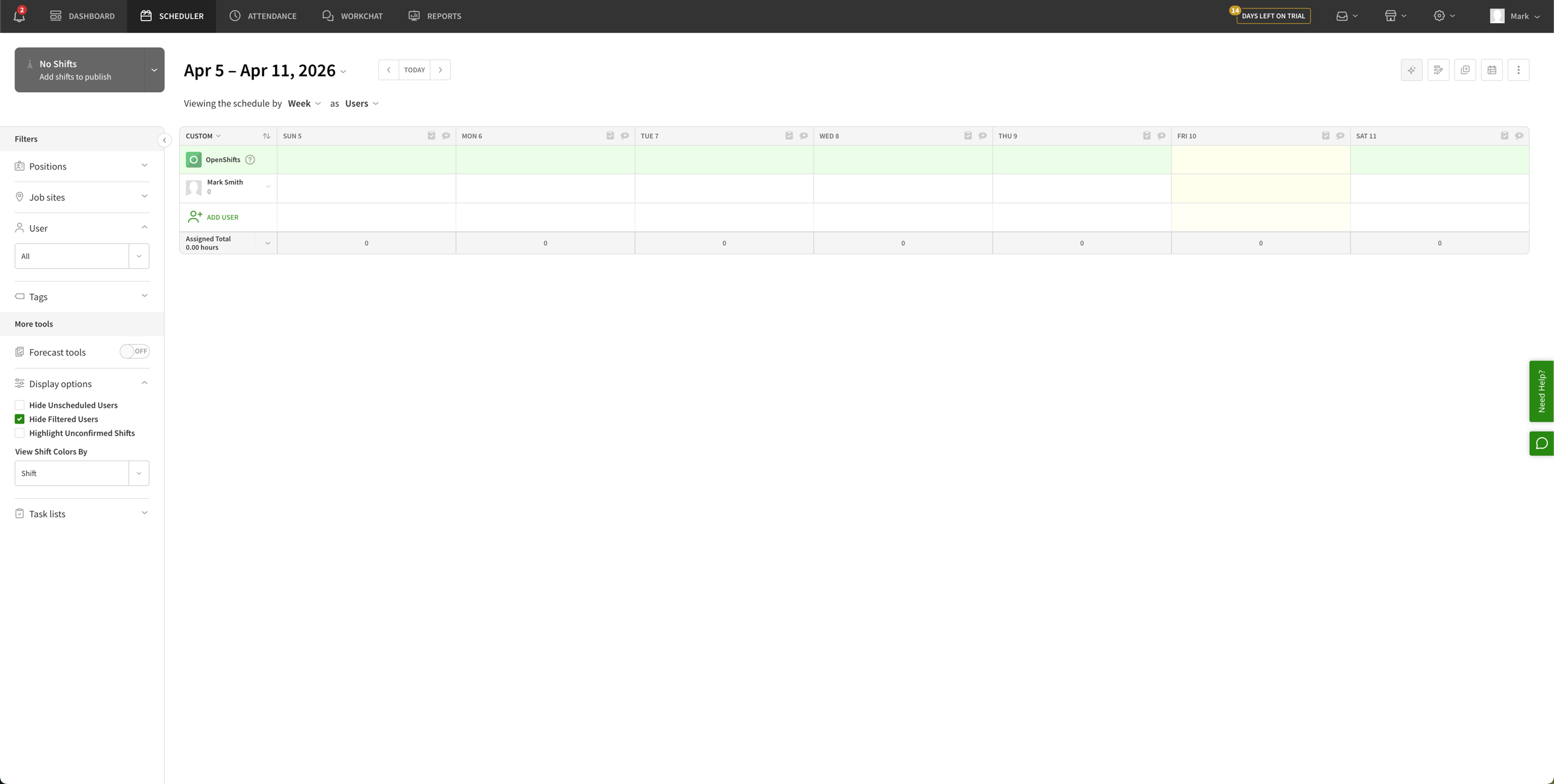 Zoomshift's retail-focused scheduling interface