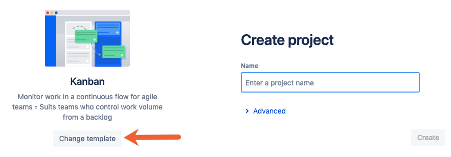 change Jira project template