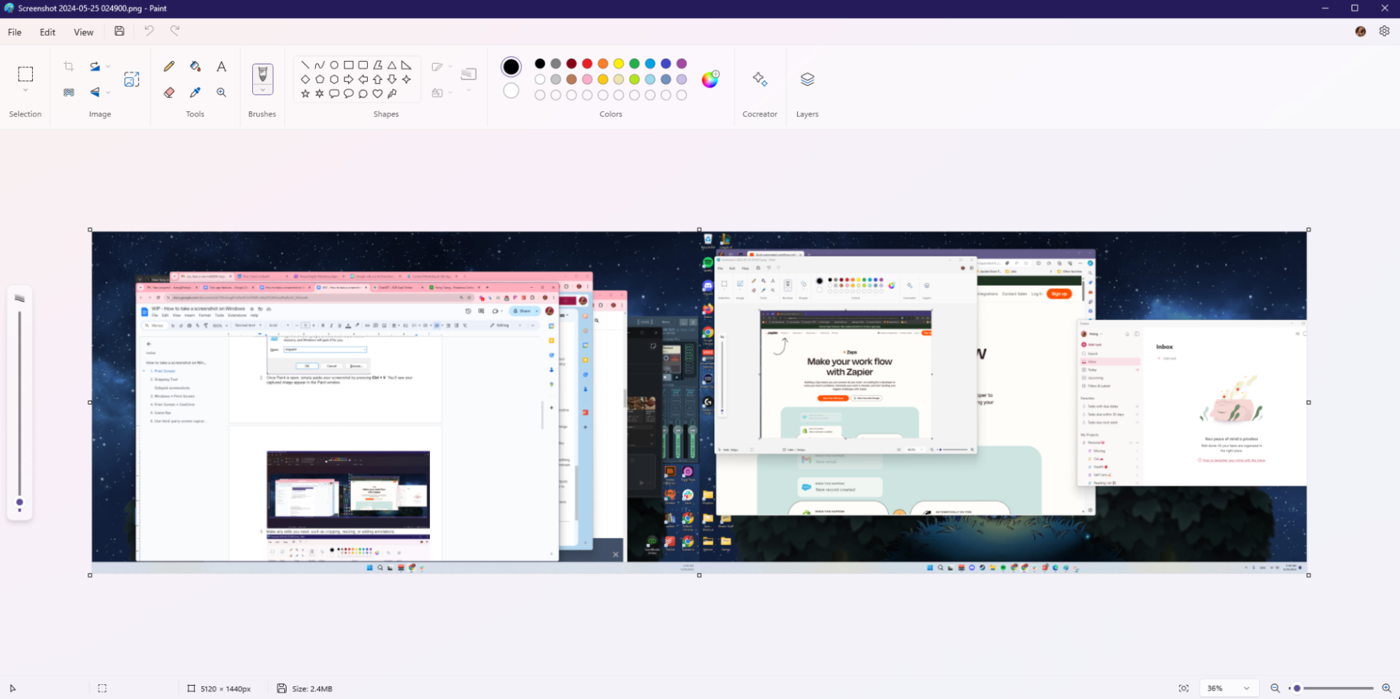 Screenshot of a desktop pasted in the Paint app.