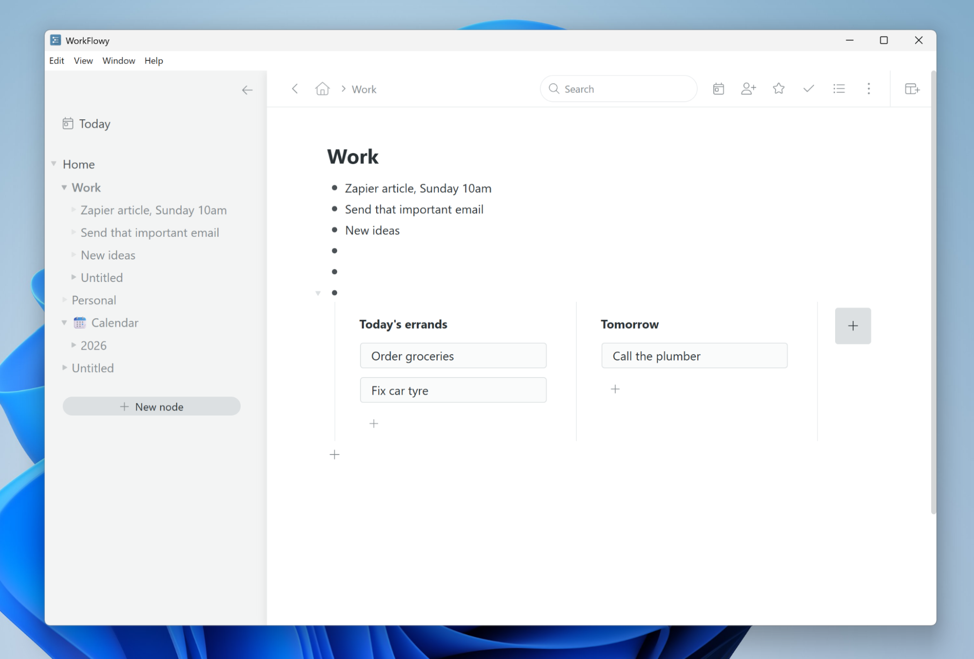 Workflowy, our pick for the best Windows to-do list app for notepad users