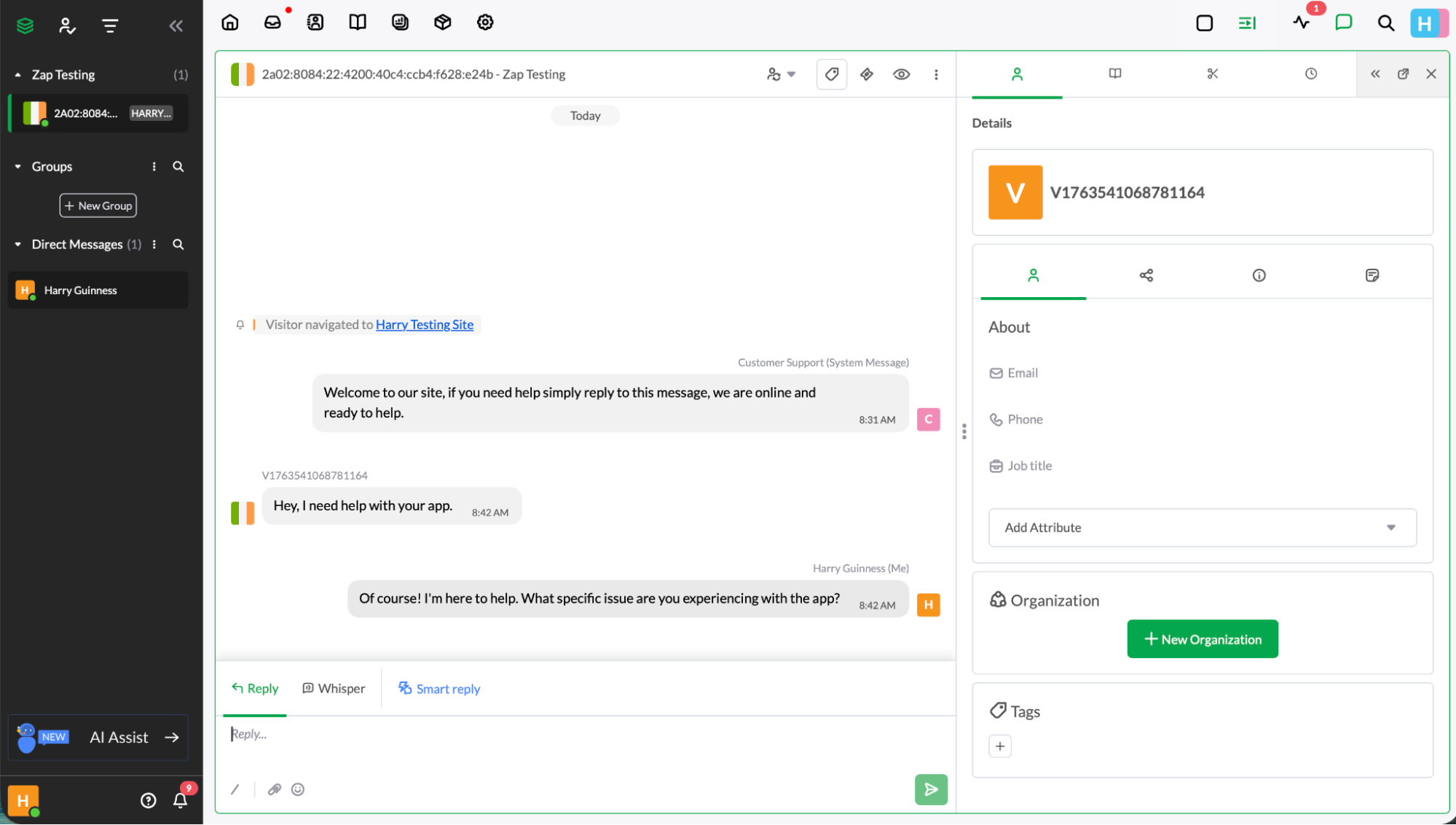 Tawk.to, our pick for the best free live chat app for customer support