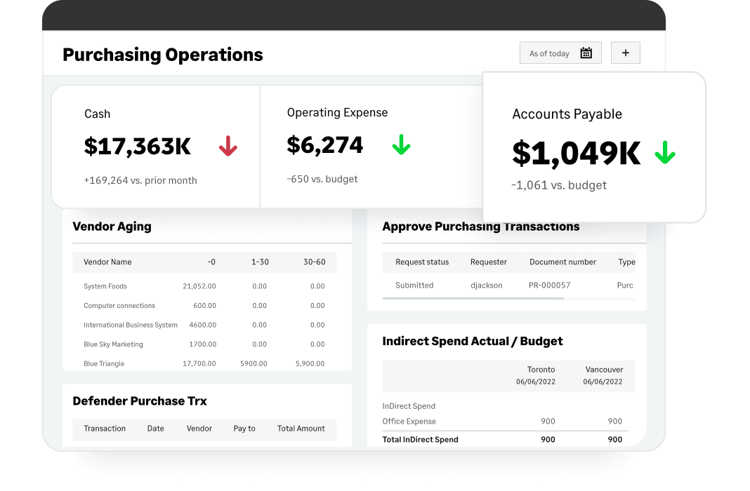 Screenshot of Sage Intacct ERP role-based dashboard.