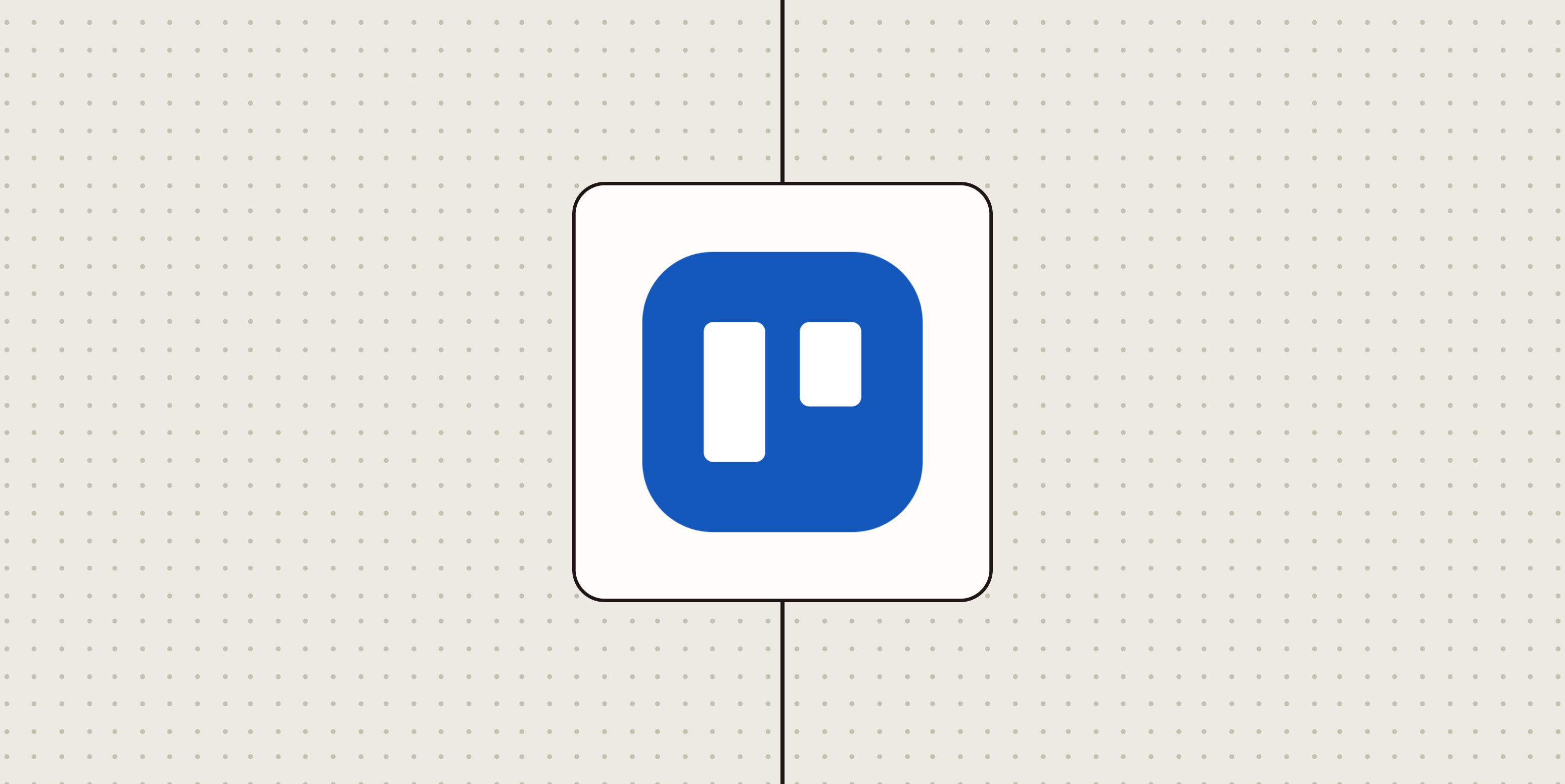 Trello logo against a dotted beige background.