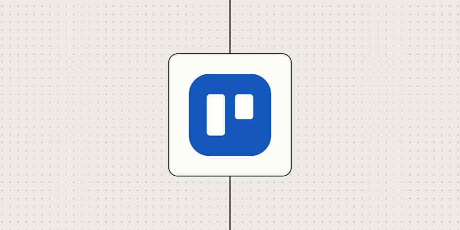 Trello logo against a dotted beige background.