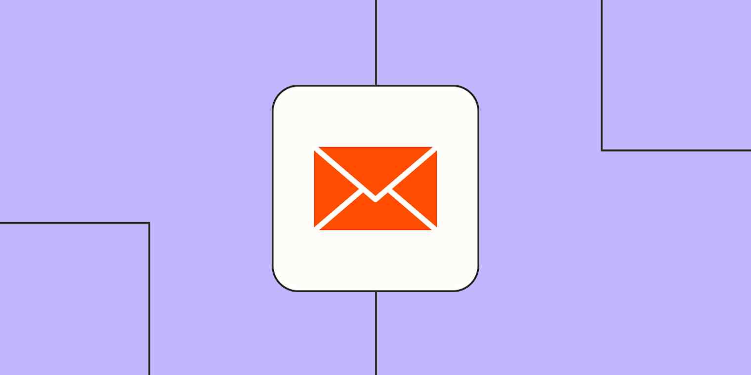 An orange icon of an email against a lavender background