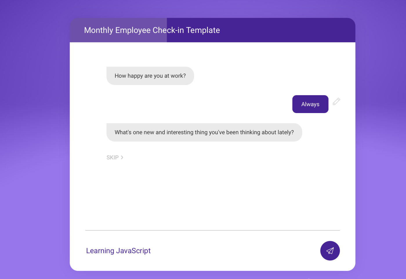 SurveySparrow, our pick for the best survey app for chatbot style surveys
