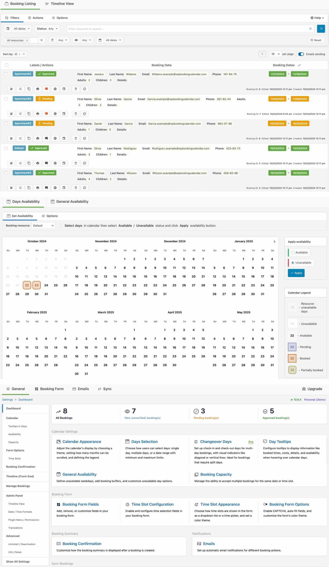 Booking Calendar, our pick for the best WordPress calendar booking plugin for accommodation availability