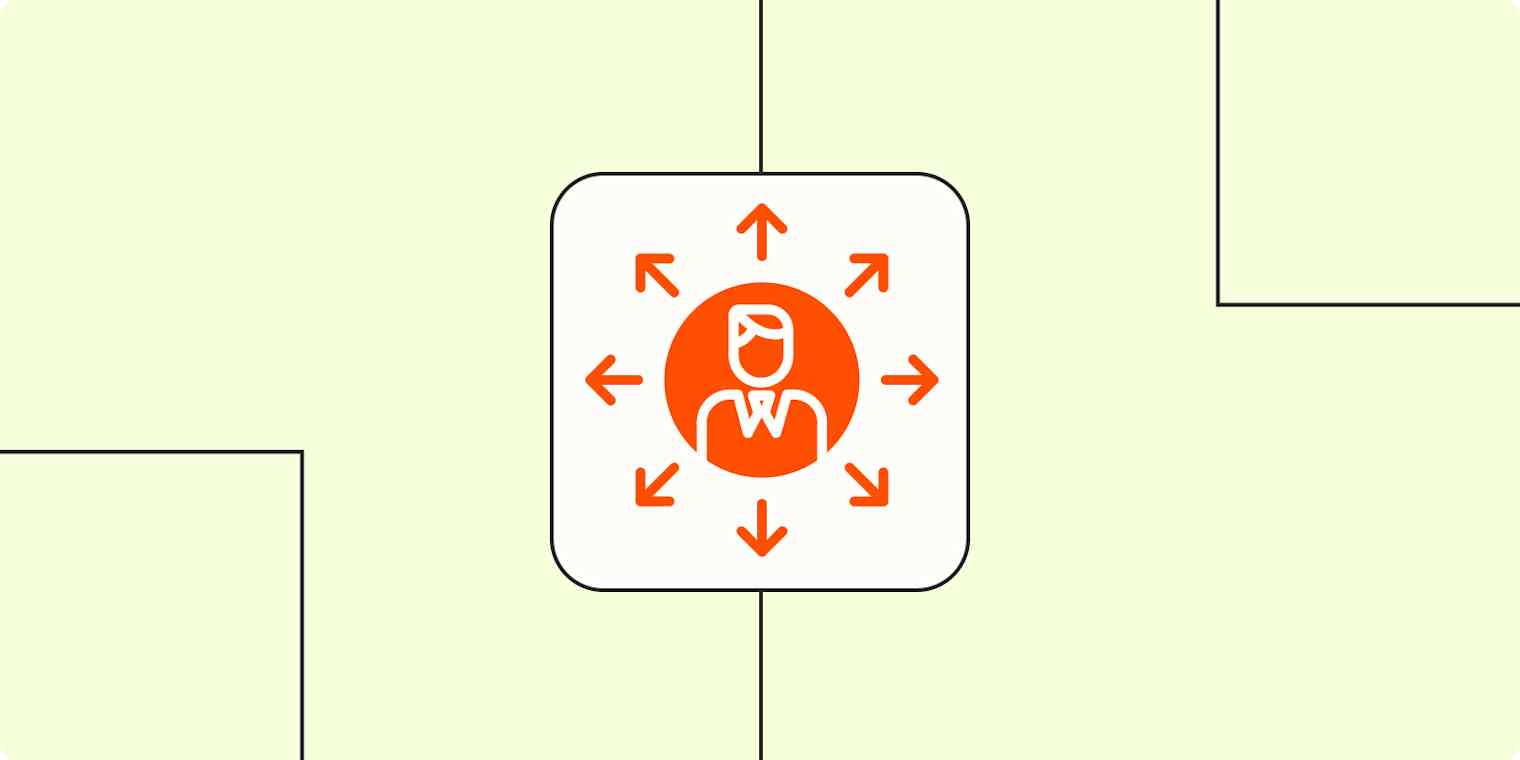 Hero image with a person with arrows all around them (skills)