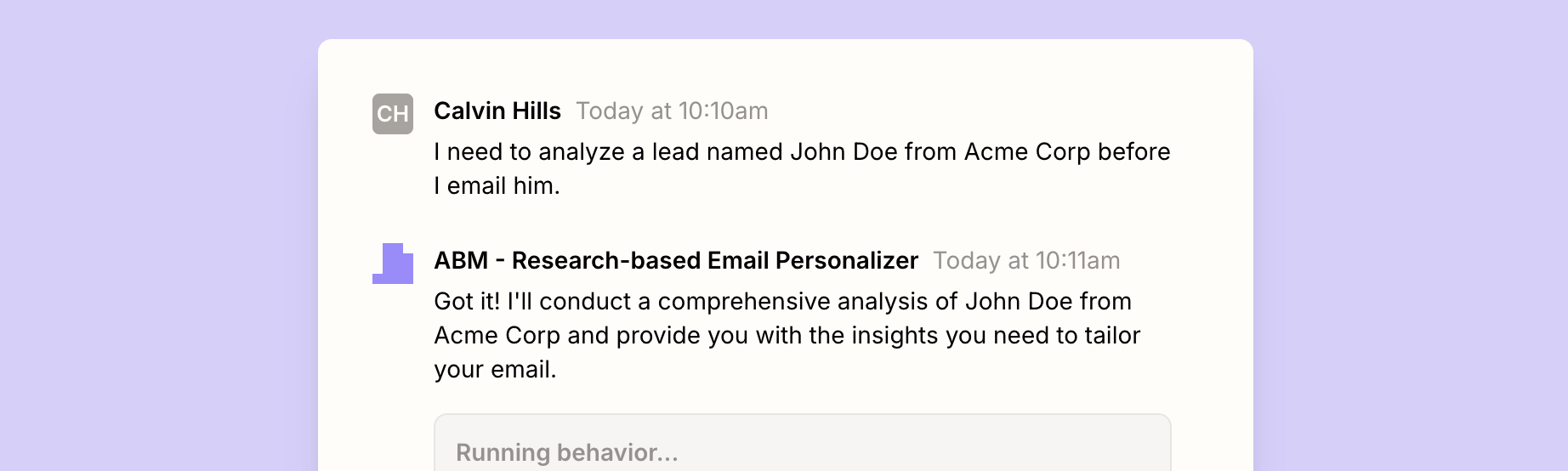 A conversation with an AI agent about tailoring outreach before sending an email
