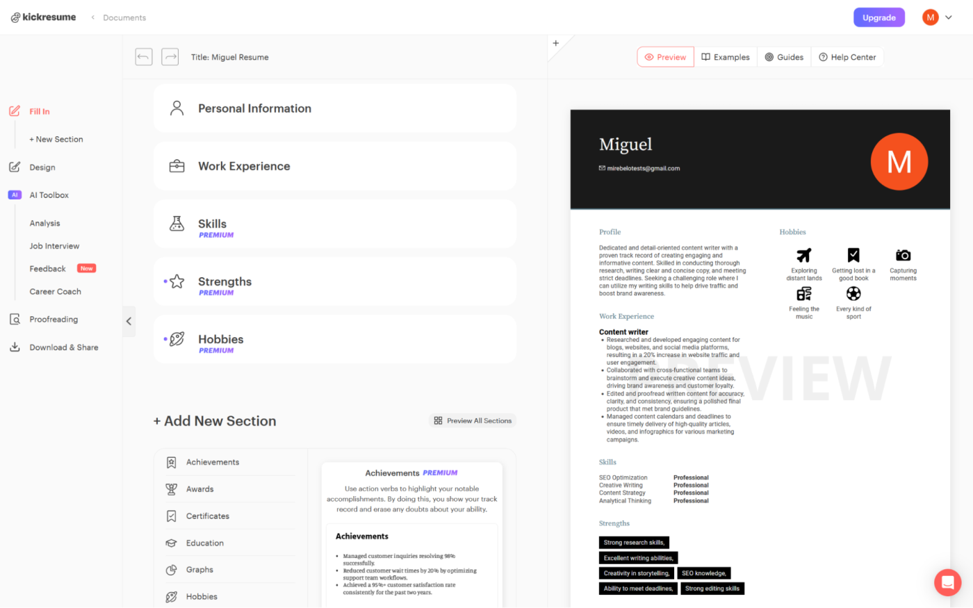 Teal, our pick for the best resume builder for generating a resume from scratch