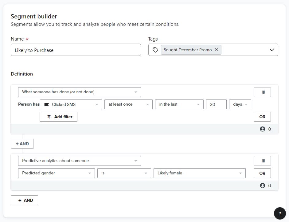 Klaviyo's segment builder