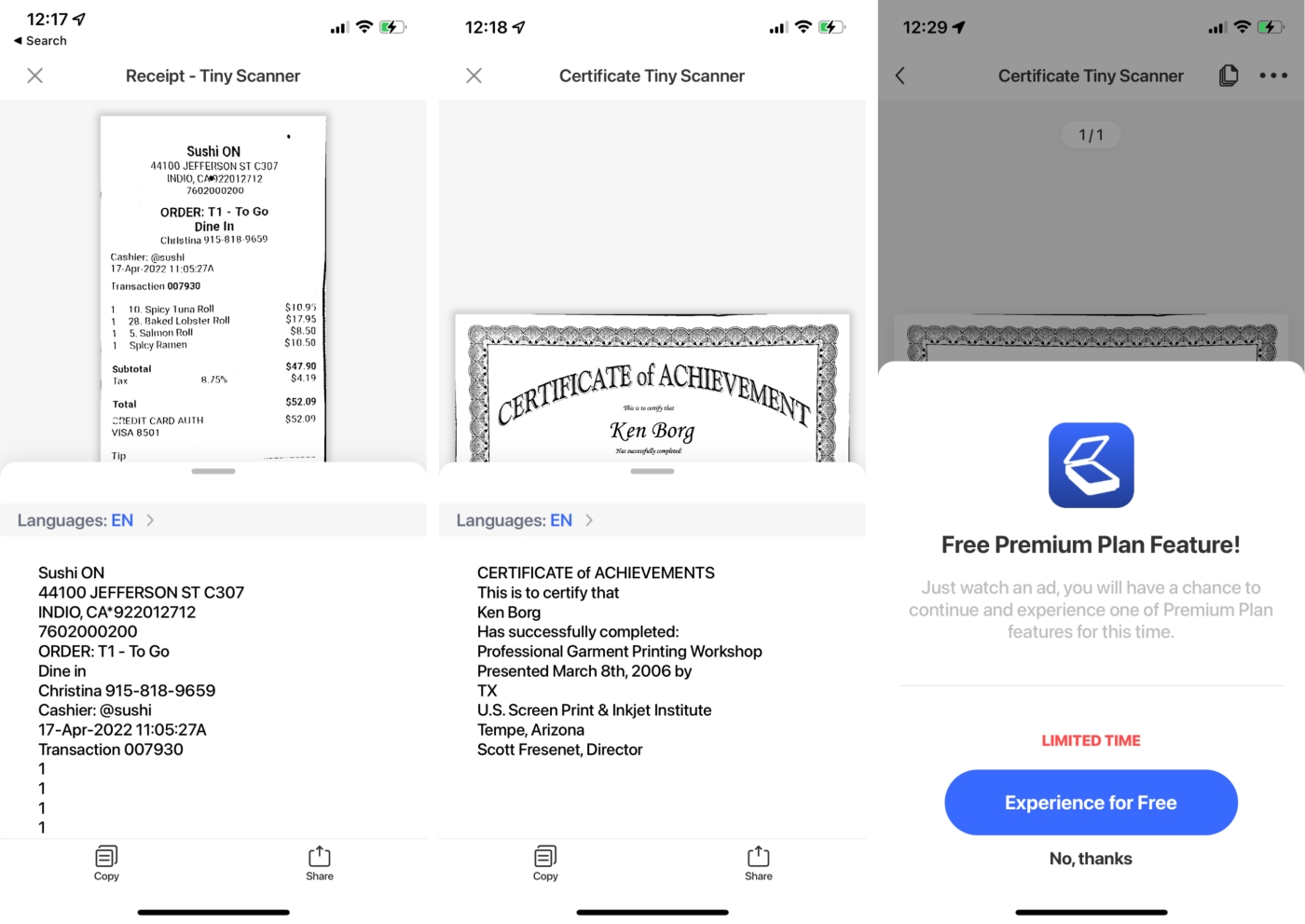 Tiny Scanner, our pick for the best mobile scanning app for accuracy