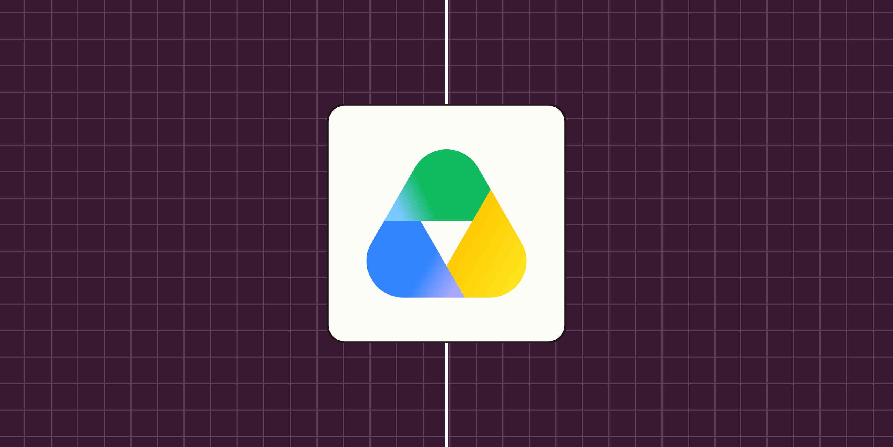 Google Drive app logo against a dark purple checkered background.
