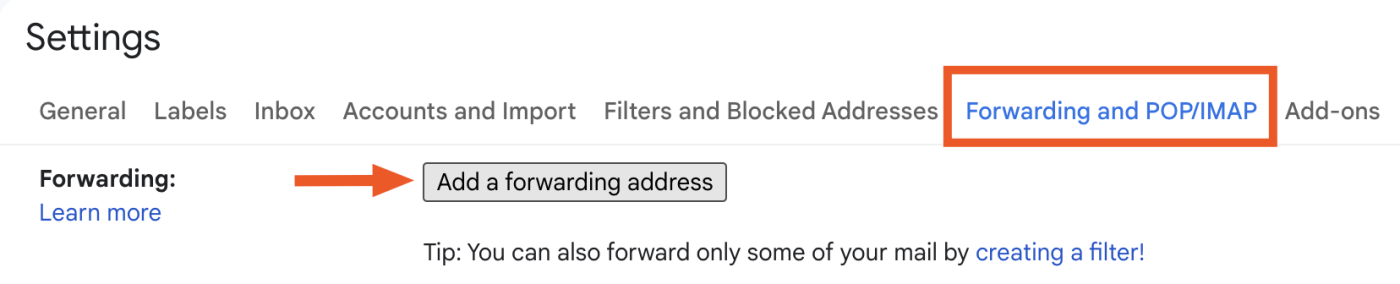 How to add a forwarding address in Gmail.