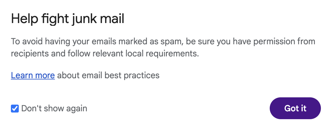 Help fight junk mail notification in Gmail. 