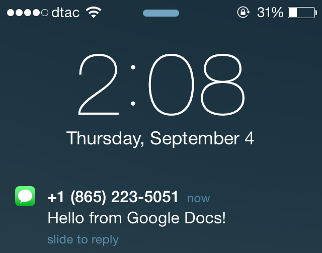 SMS from Google Docs