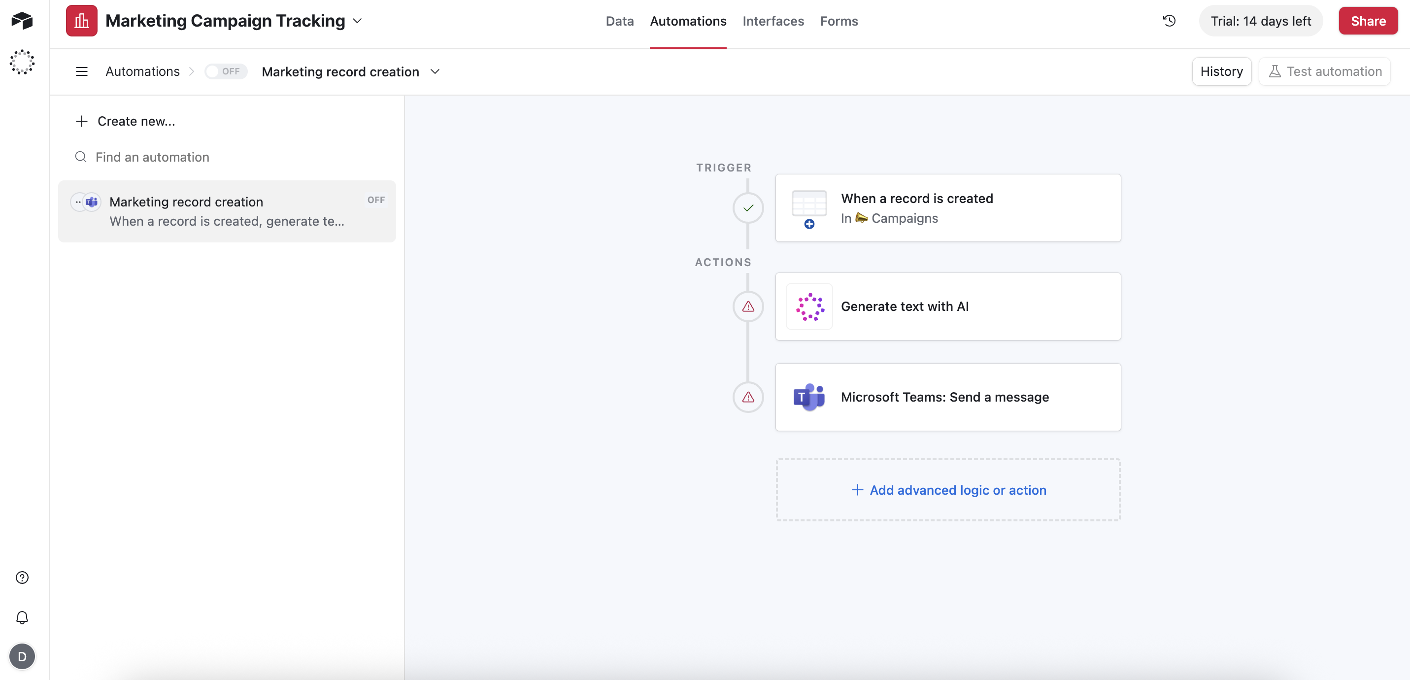 Screenshot of the Airtable interface
