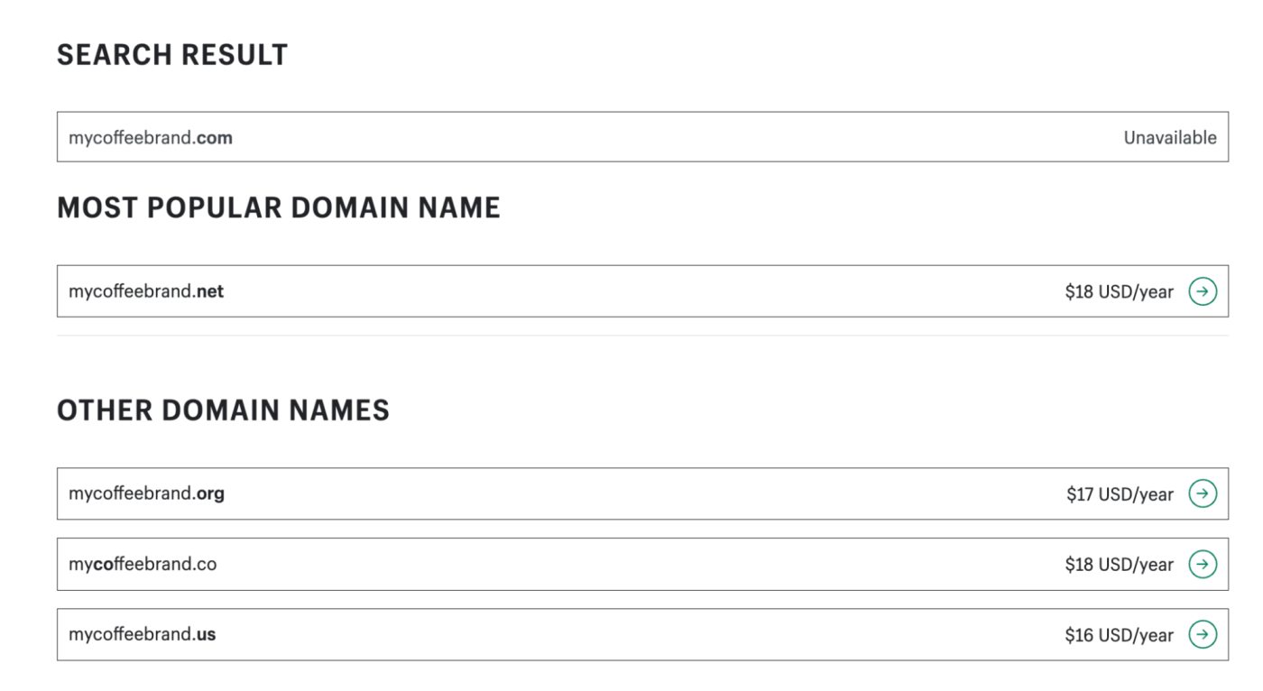 Shopify's domain checker