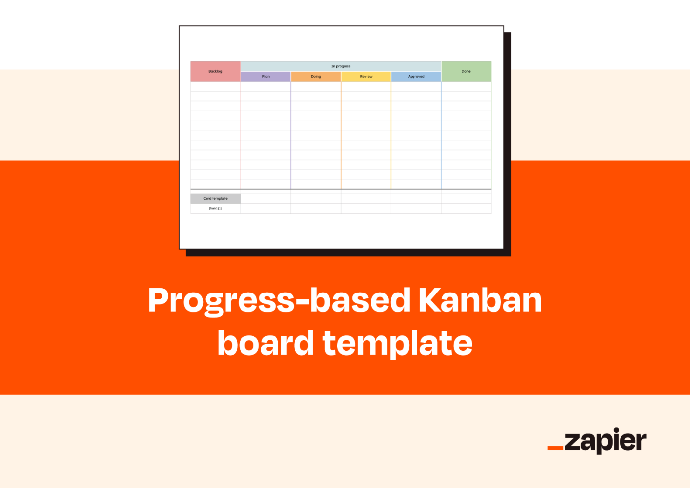 Graphic reading Progress-based Kanban board template with screenshot of the template.