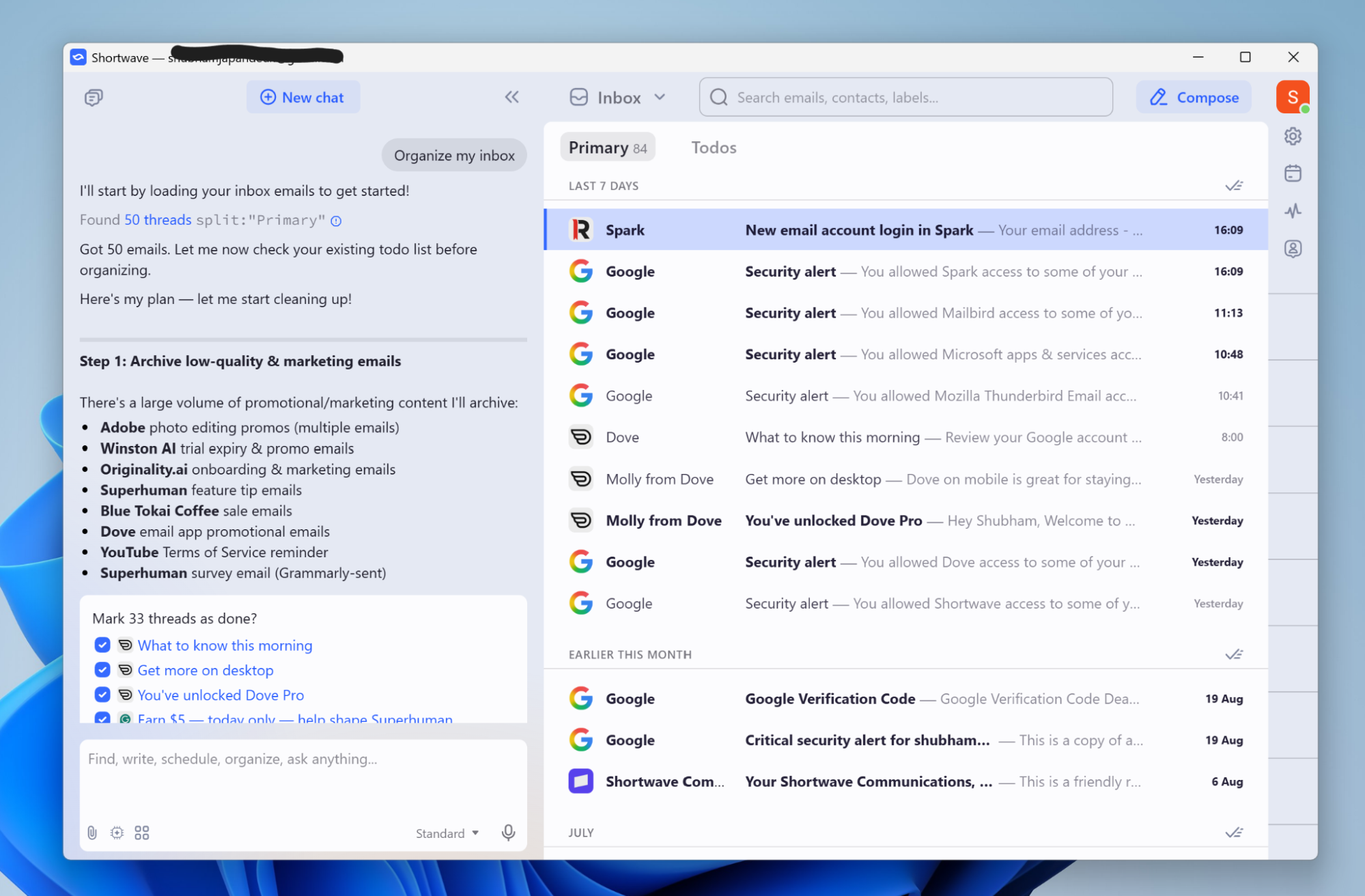 Shortwave, nuestra elección para el mejor cliente de correo electrónico de Windows para una bandeja de entrada inteligente con tecnología de IA