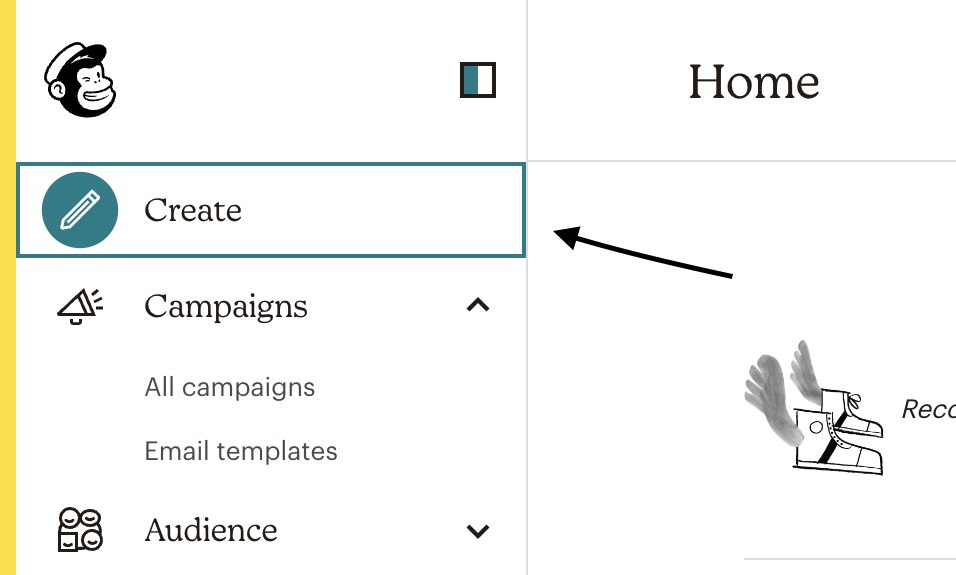 Clicking Create in Mailchimp